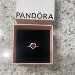 Pandora Silver and Red Heart Ring